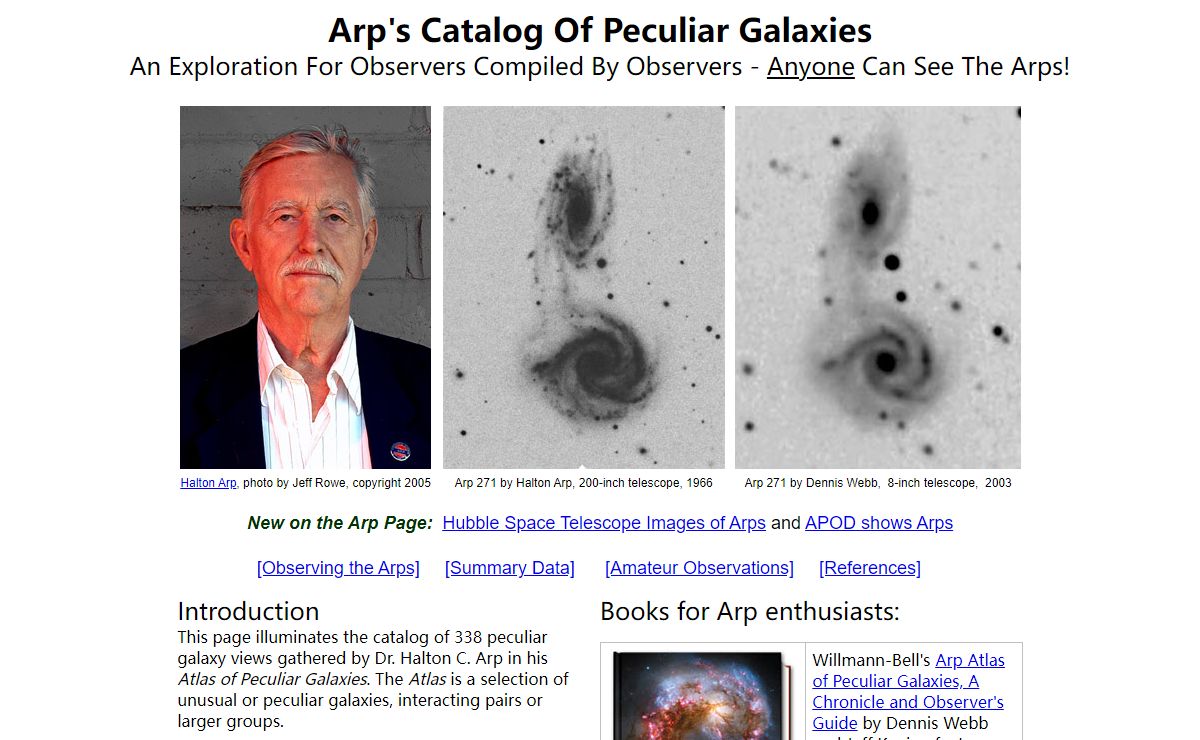 Arp's Catalog Of Peculiar Galaxies