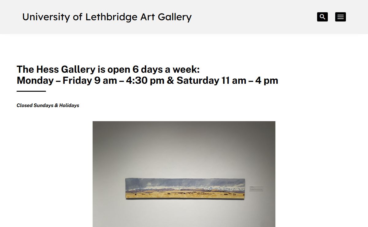 University of Lethbridge Art Gallery – Admission is free. All are welcome.