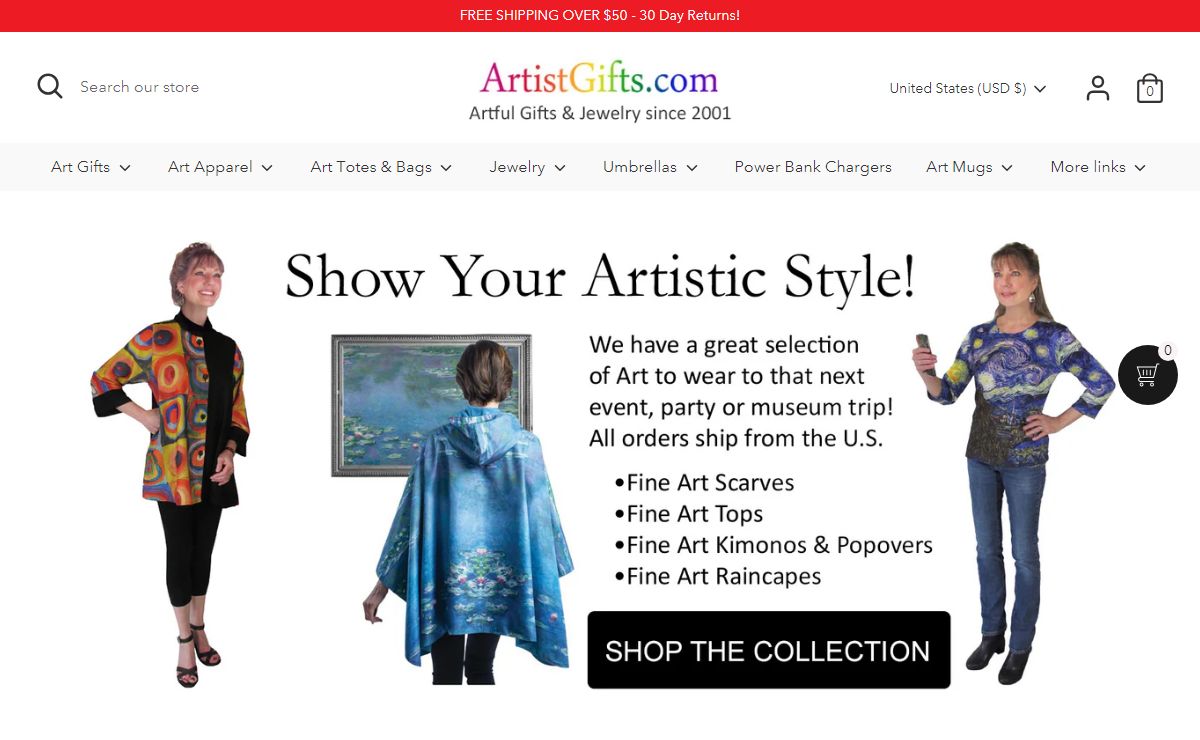 ArtistGifts.com - Featuring Art Gifts &amp; Gifts for Artists
