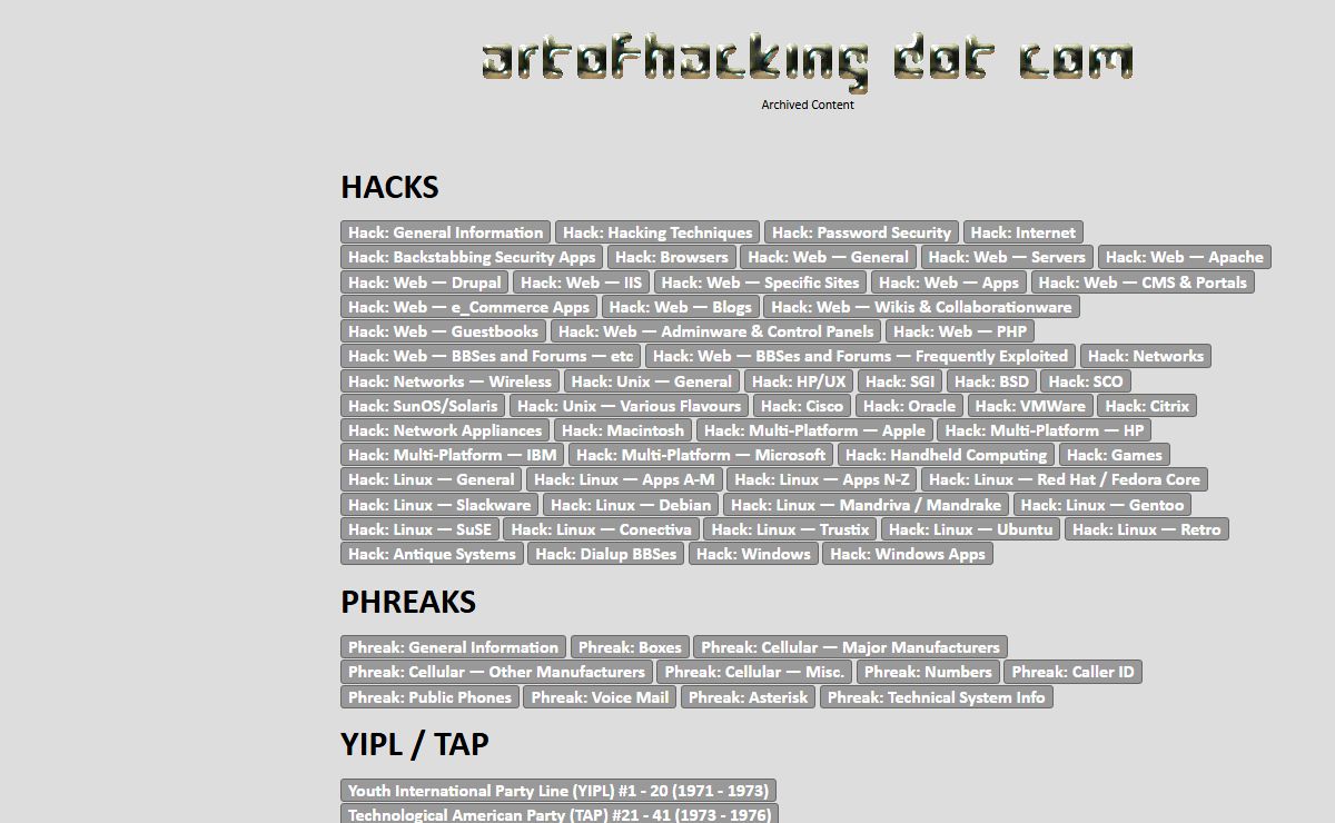 artofhacking.com has retired. here is its archived content.