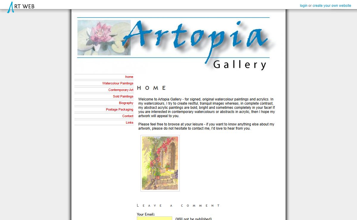 For watercolour paintings of windows, doorways and peaceful scenes, and contemporary pop-art canvases