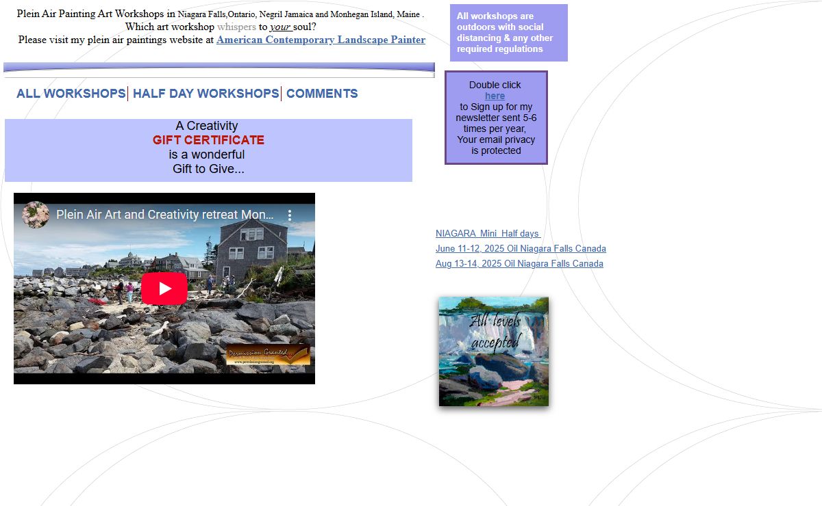 Art Workshops- Plein Air Island Painting Holidays,San Migue Allende, Taos, Monhegan Island,Caribbean,Mediterrean,Niagara
