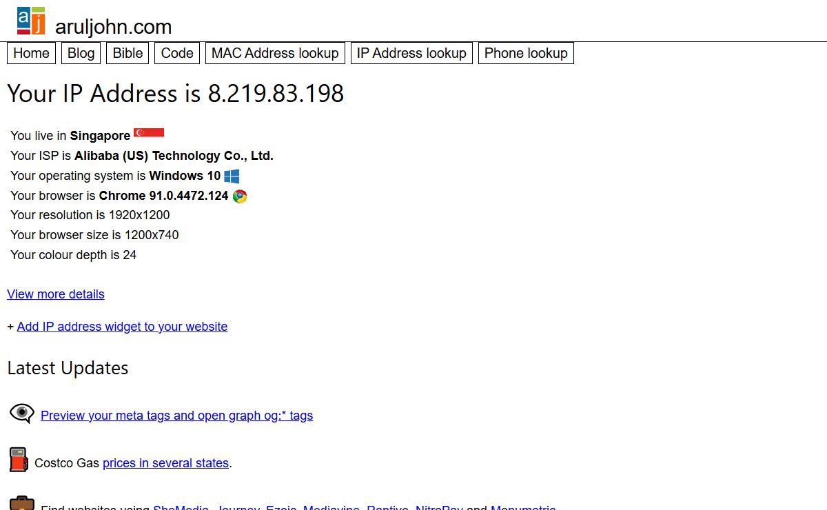 What is my IP address, operating system, browser? MAC address lookup.