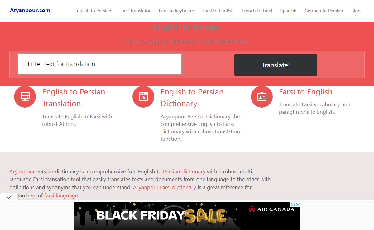 English to Persian Dictionary : Aryanpour English to Farsi Translator