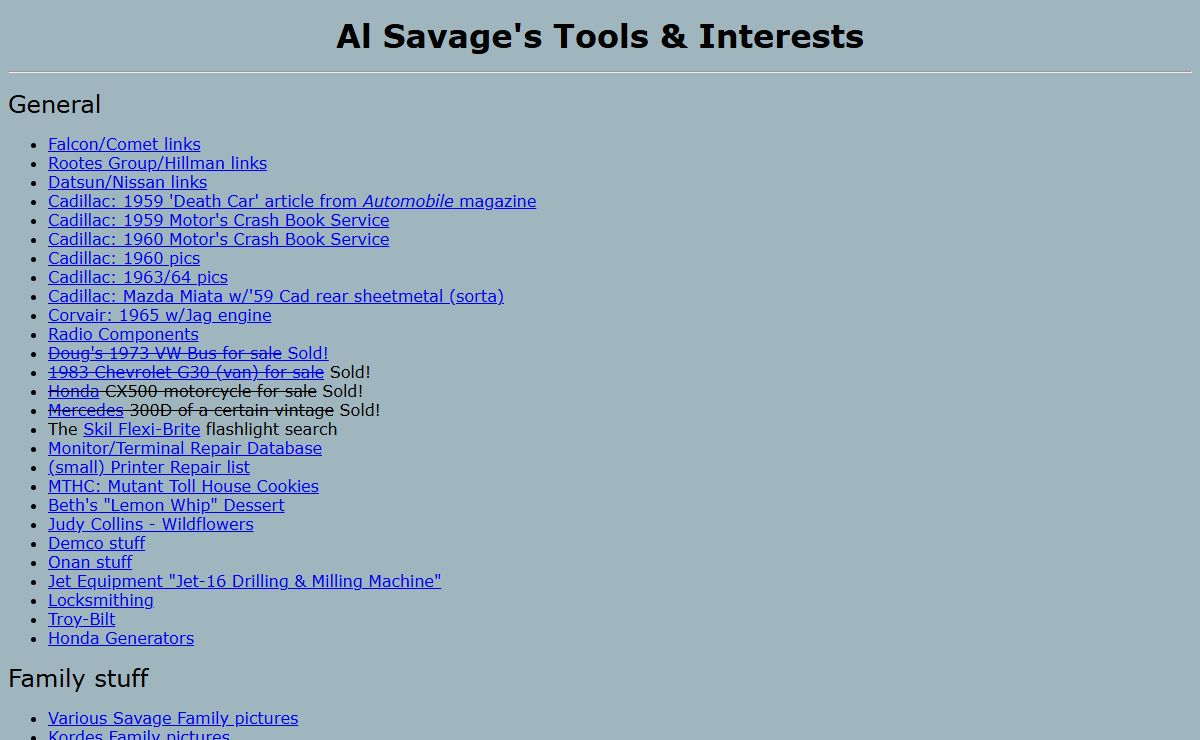 Al Savage's Tools & Interests