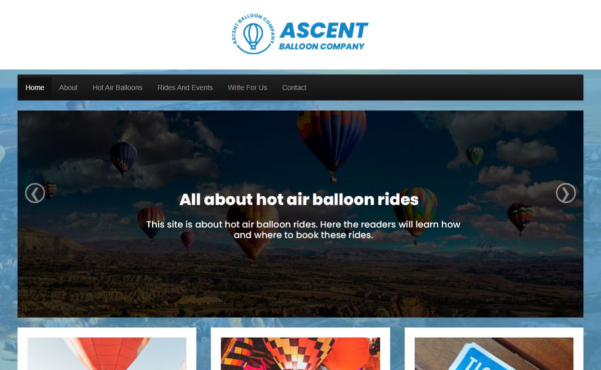 Ascent Balloon Company – Site about hot air balloon services.