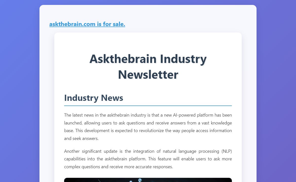 Askthebrain Industry Newsletter