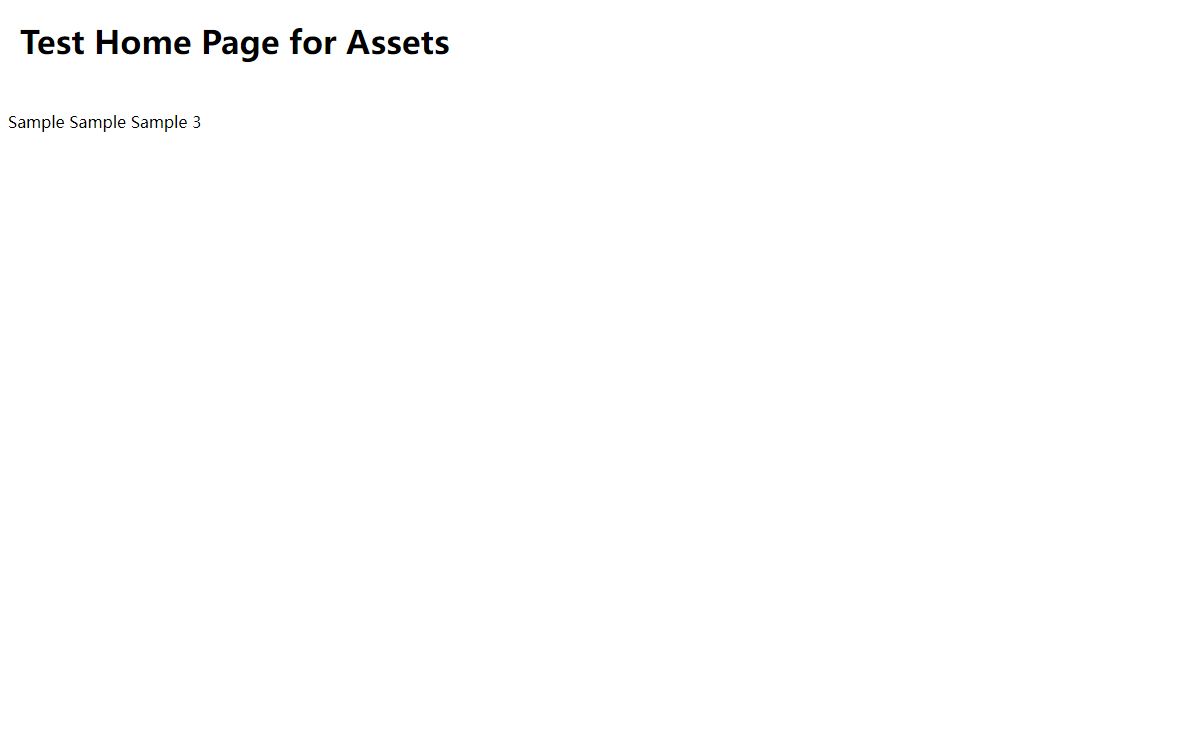 Test Home Page for " Assets "