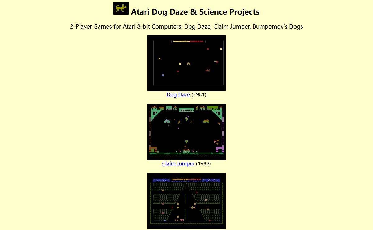 Atari Dog Daze Game and Science Projects