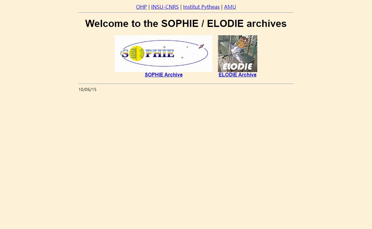 The SOPHIE/ELODIE server