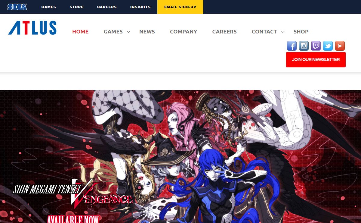ATLUS Official website homepage | Atlus West