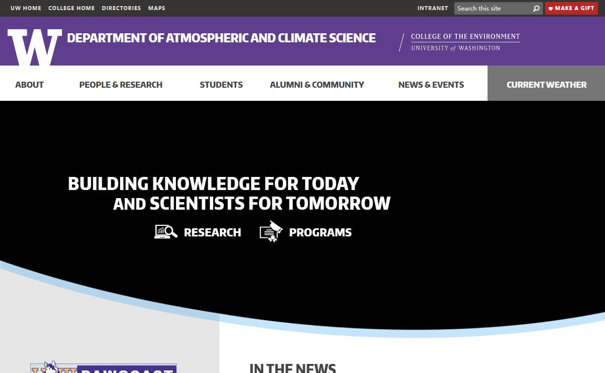Department of Atmospheric and Climate Science | An academic department of the University of Washington College of the Environment