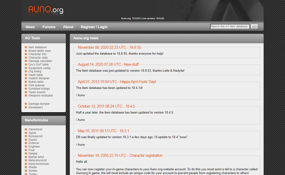 Auno.org - Anarchy Online Resources