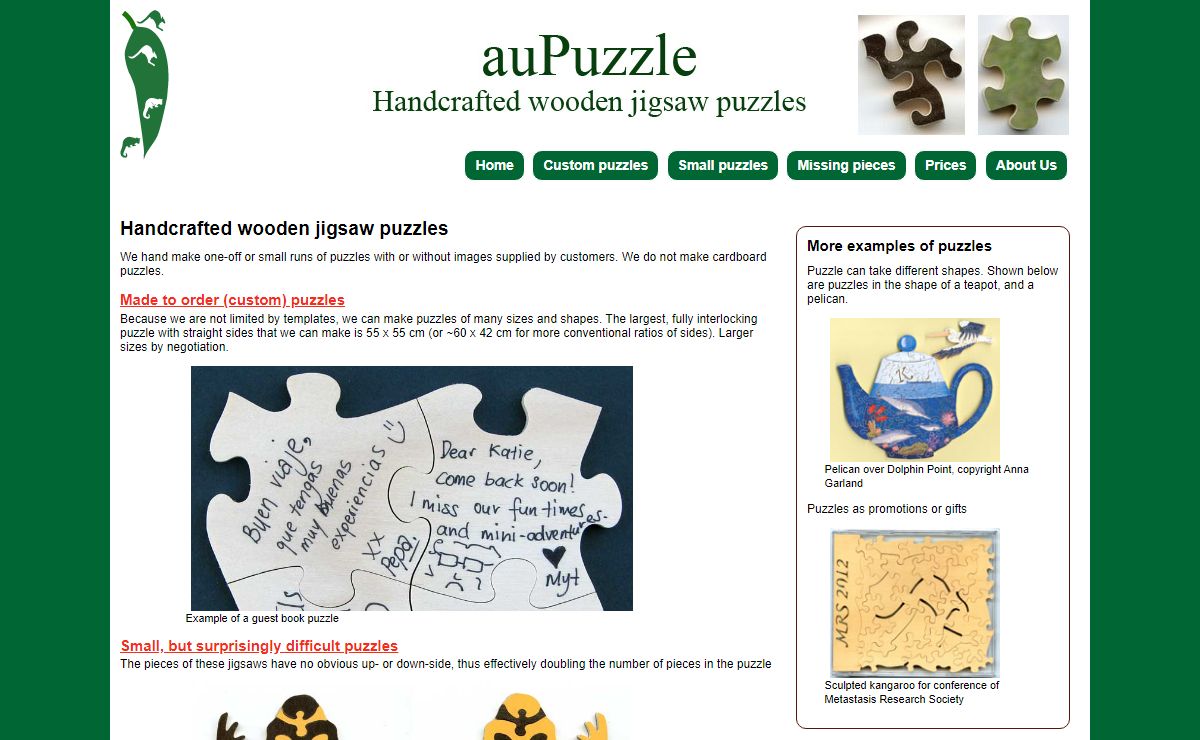 Handcrafted wooden jigsaw puzzles made in Australia