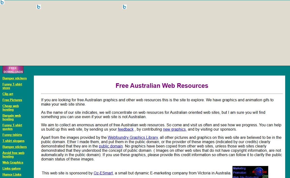 The Australian web resources site. Australian graphics, animated gifs, and clip art