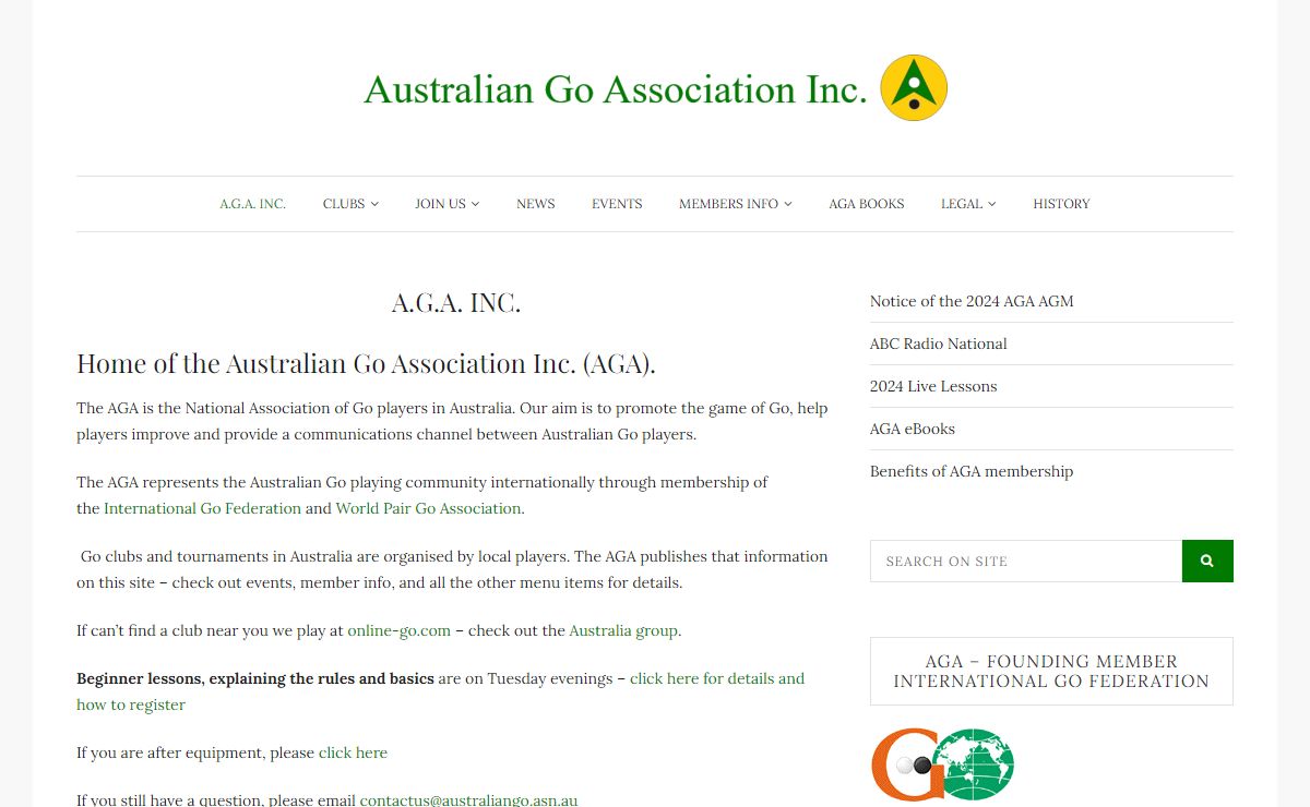 A.G.A. Inc. - Australian Go Association Inc.