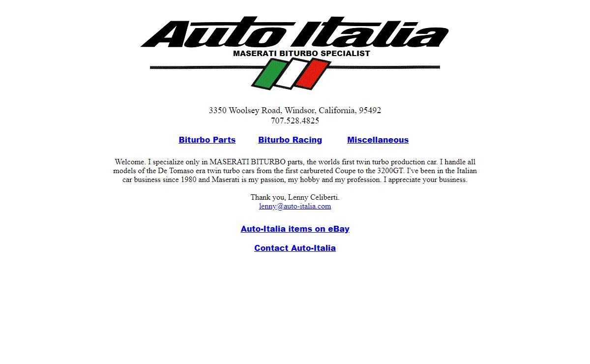Auto Italia - Maserati Biturbo, Fiat, Lancia and Yugo parts new and used