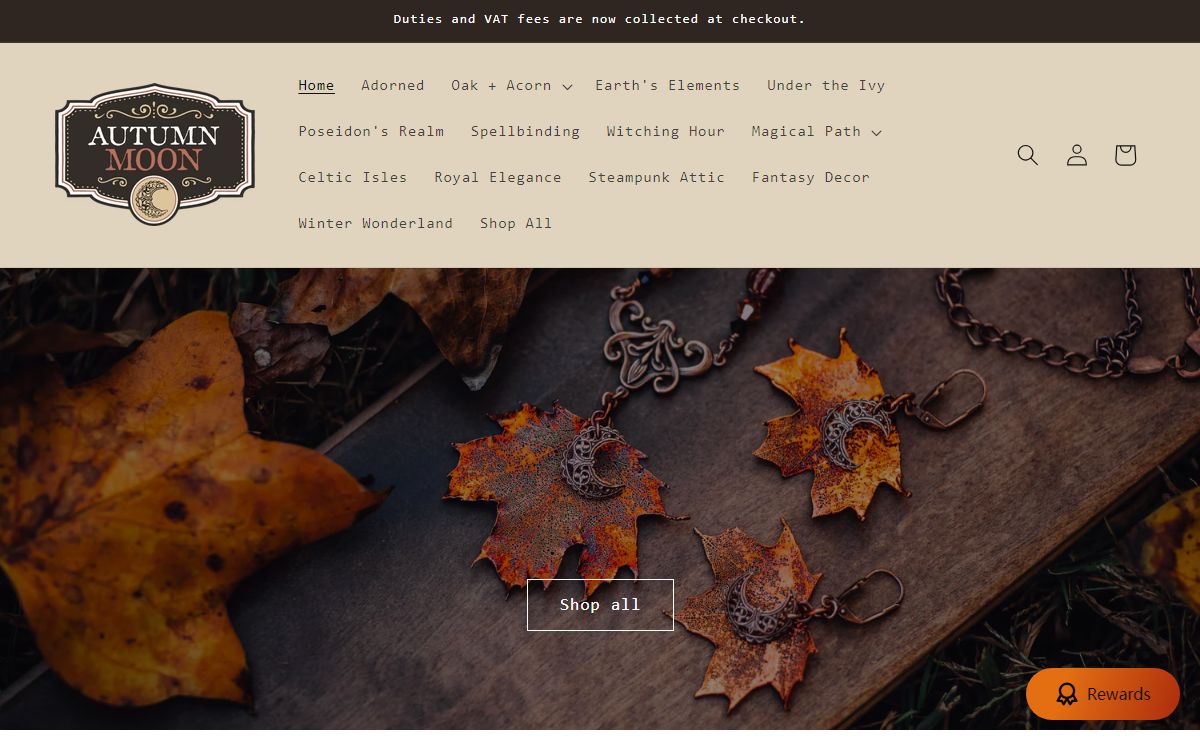 Autumn Moon, unique fantasy jewelry, adornments and art