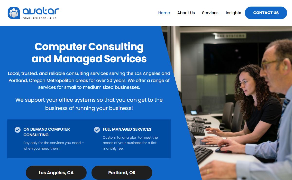 Avatar Computer Consulting ; Serving the Greater Los Angeles Area with Managed IT and Computer Consulting Services Serving the Los Angeles and Portland, Oregon Metropolitan areas
