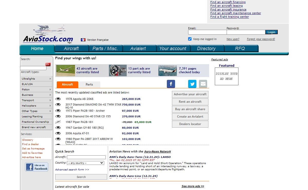 AviaStock.com, aircraft for sale