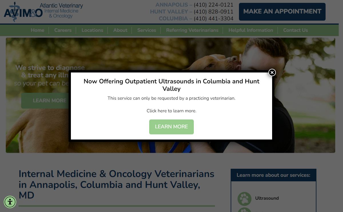 Internal Medicine Veterinarians & Animal Hospitals in Annapolis, Columbia & Hunt Valley, MD | AVIM&O