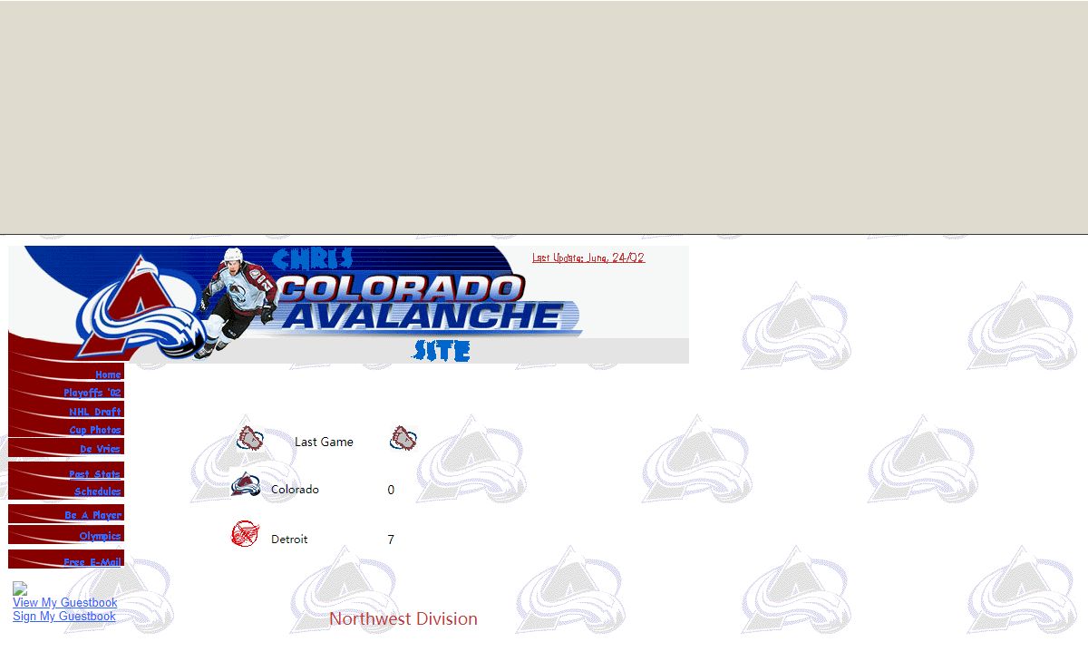 Chris' Colorado Avalanche Site...Home of the 2001 Stanley Cup Champions!!!