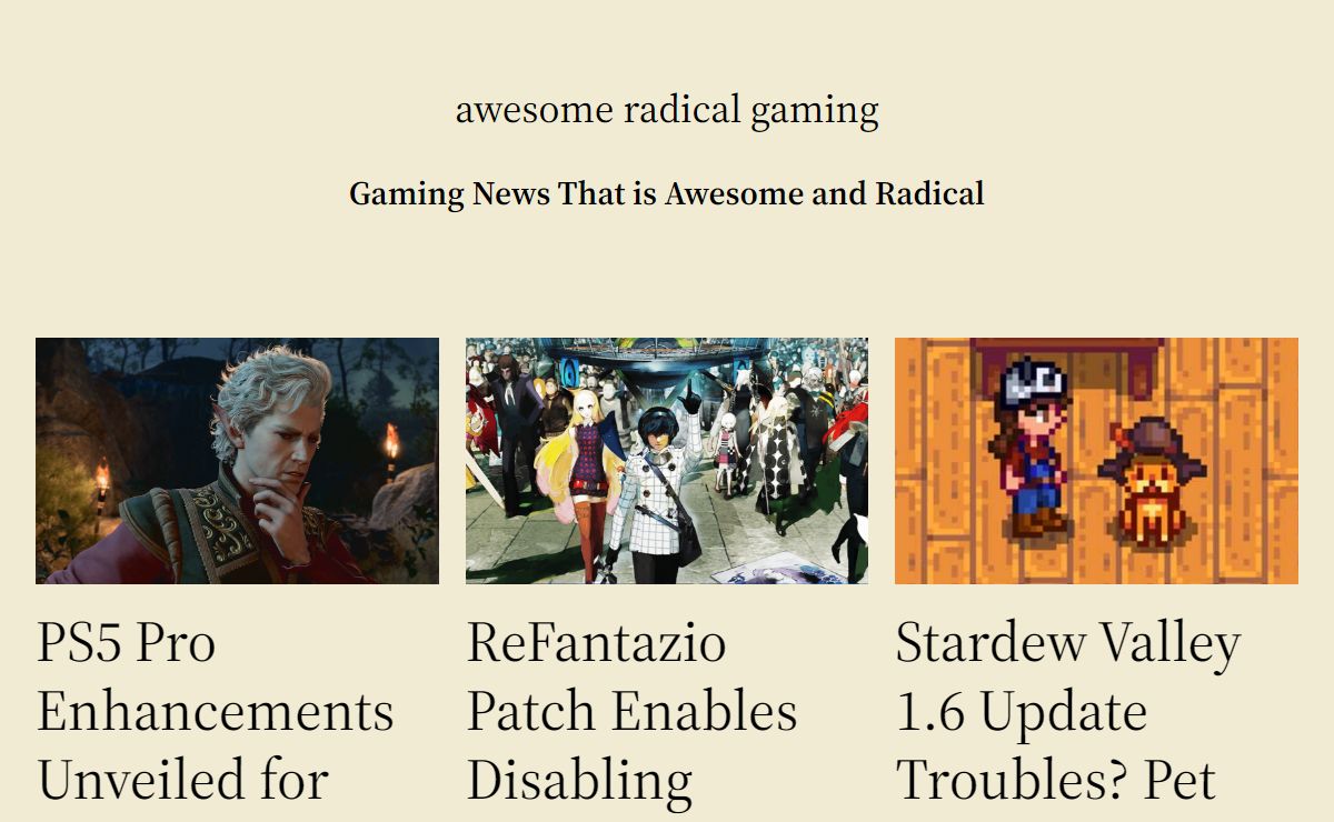 Awesome Radical Gaming - Gaming news that is both awesome AND radical.