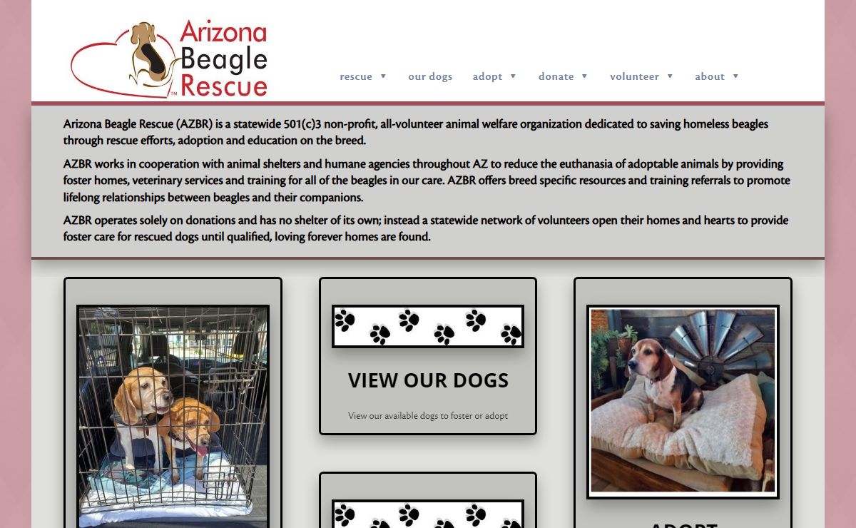 Arizona Beagle Rescue Landing Page - Arizona Beagle Rescue