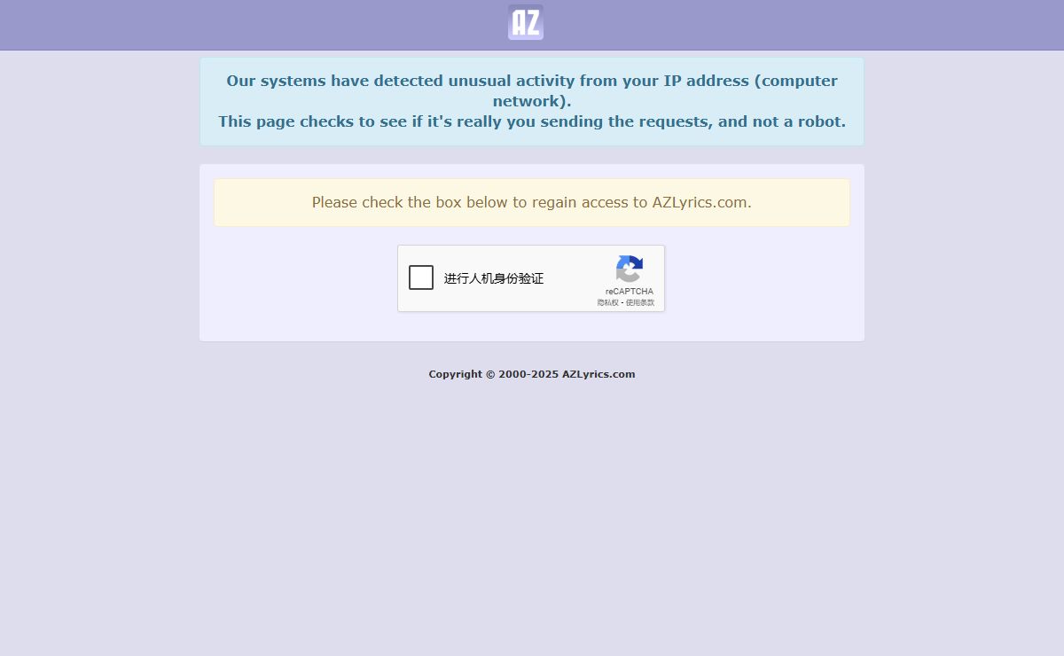 AZLyrics - request for access