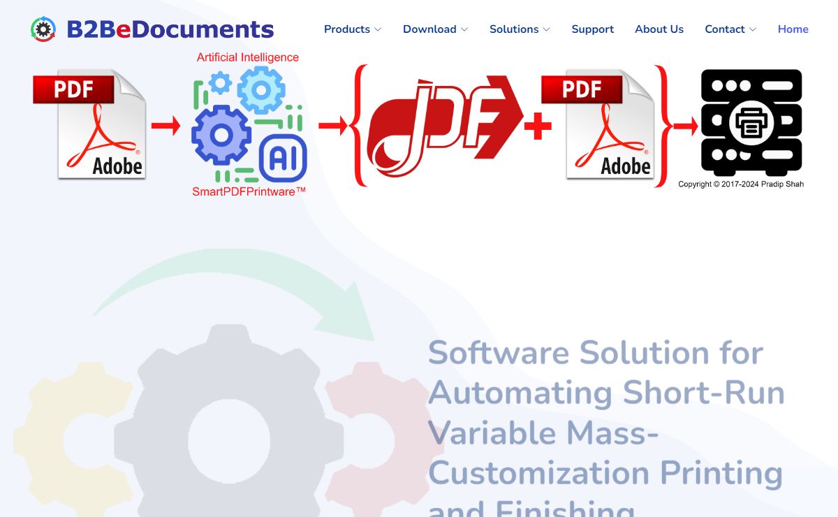 B2BeDocuments™: Artificial Intelligence Powered Automation for Short-Run Variable Mass Customization Printing & Finishing