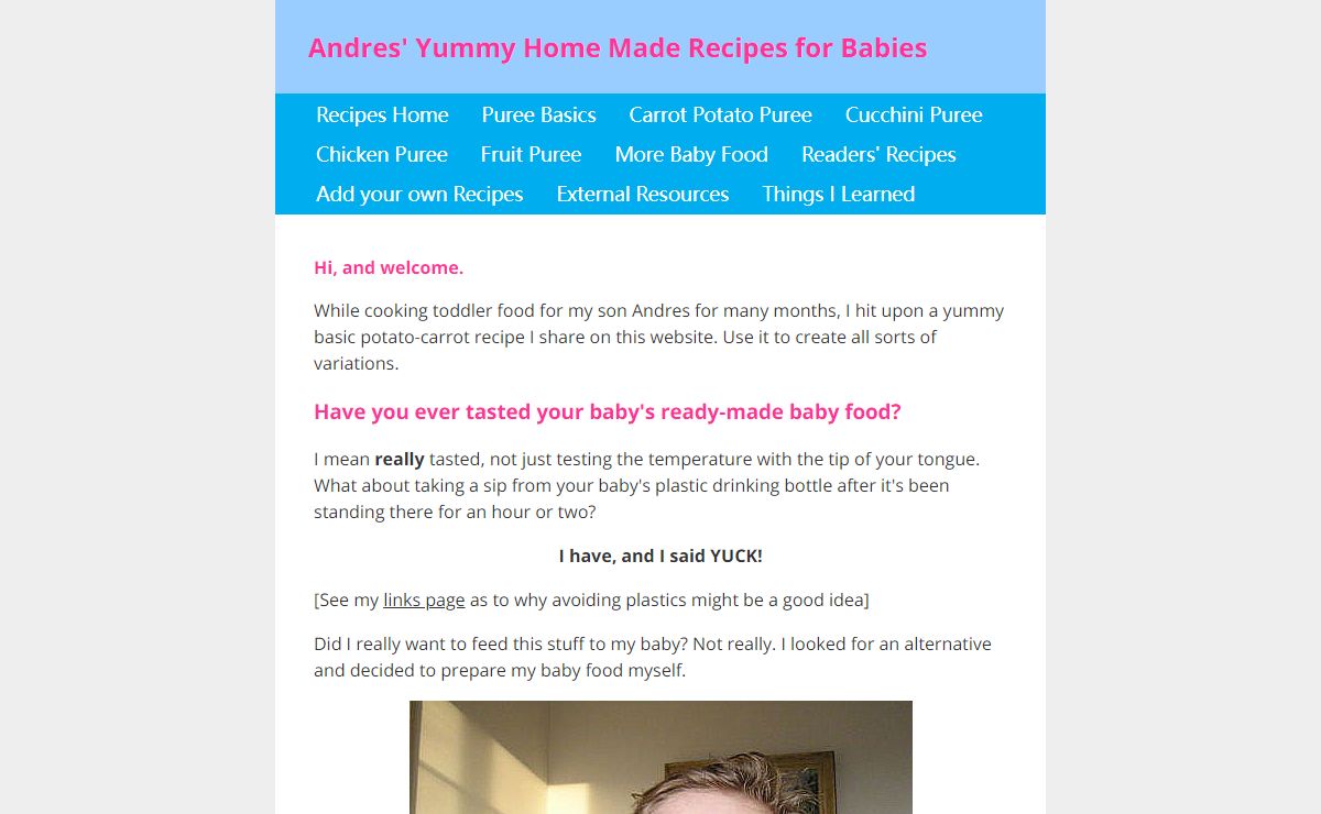 Andres' Home Made Babyfood Recipes - Homemade Baby Food Recipe