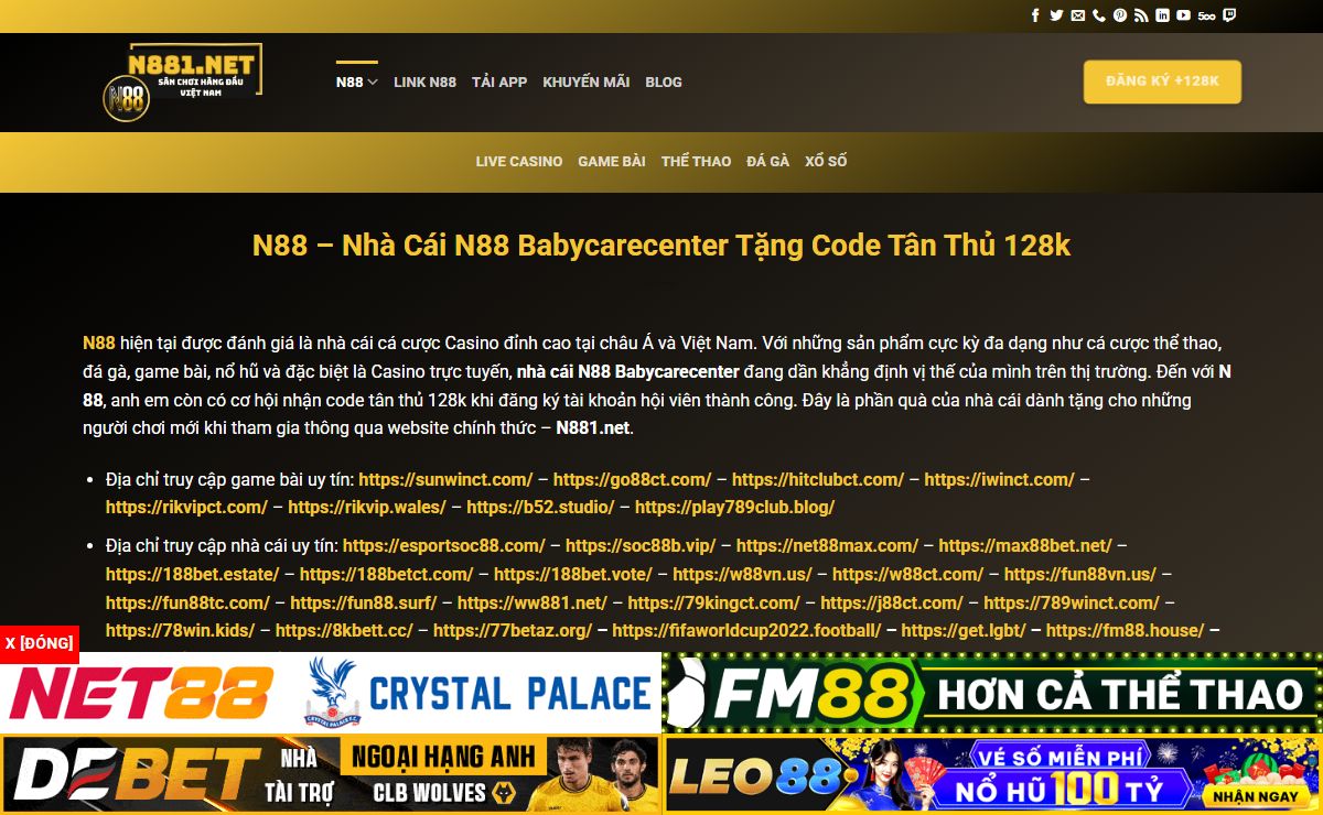 N88 - Nhà Cái N88 Babycarecenter Tặng Code Tân Thủ 128k