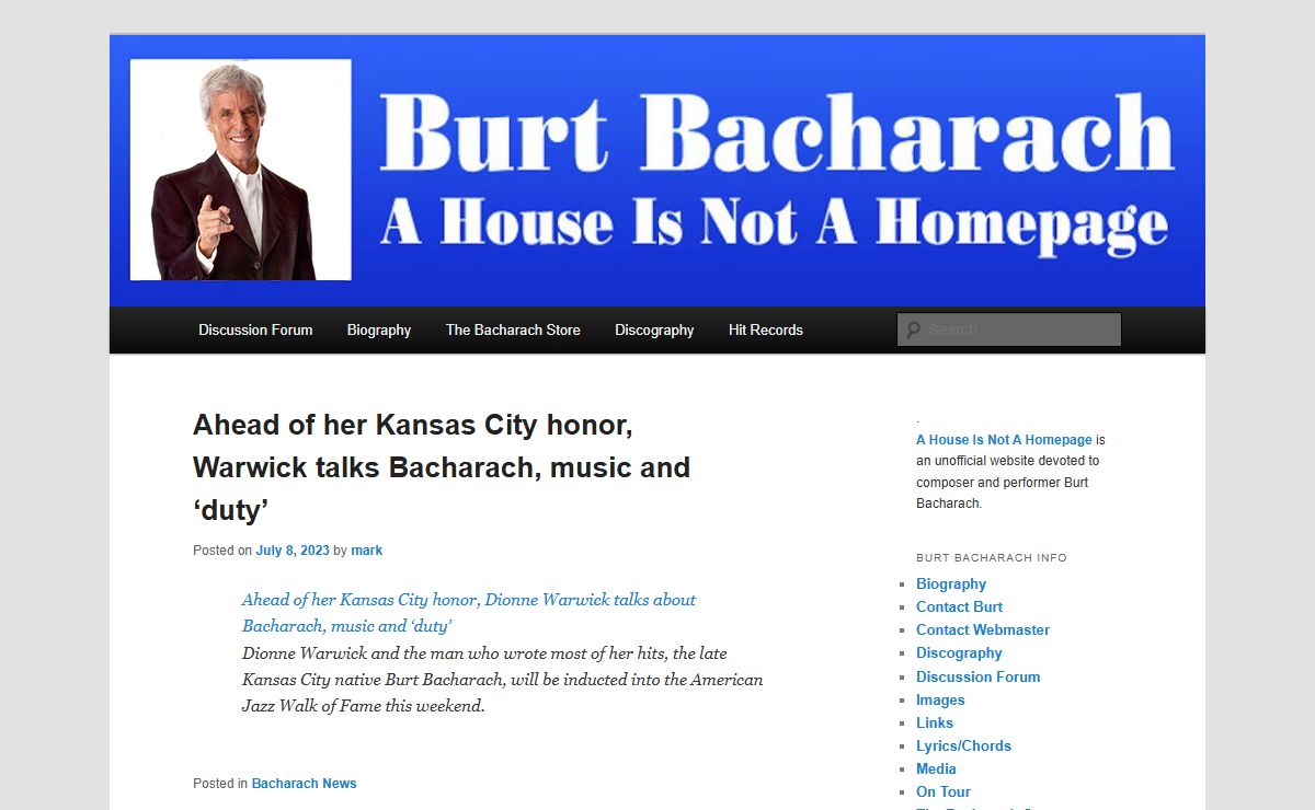 A House Is Not A Homepage | The Music of Burt Bacharach