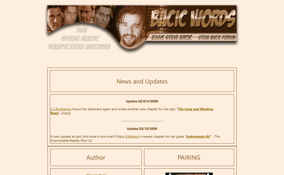 Bacic Words - The Steve Bacic Fanfiction Archive