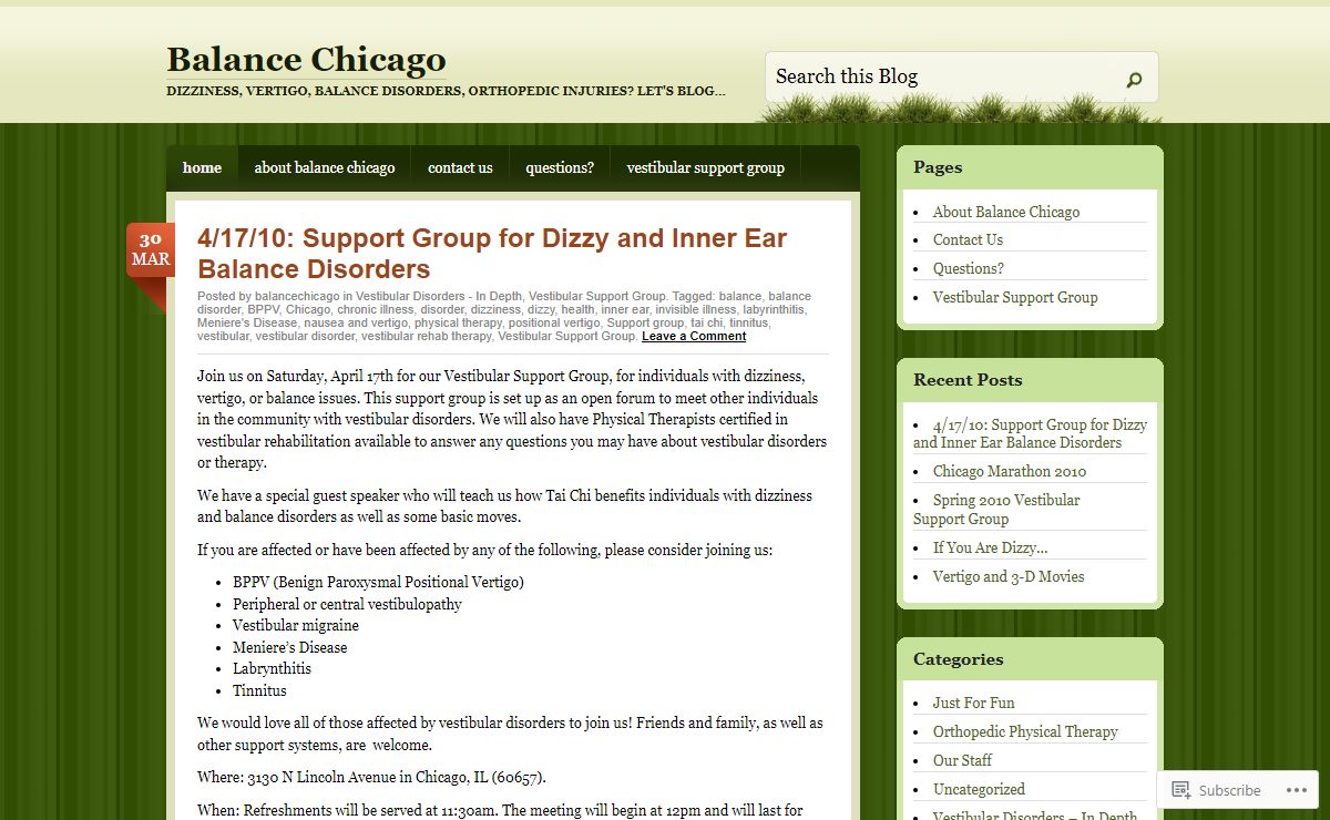Balance Chicago | Dizziness, vertigo, balance disorders, orthopedic injuries? Let's blog…