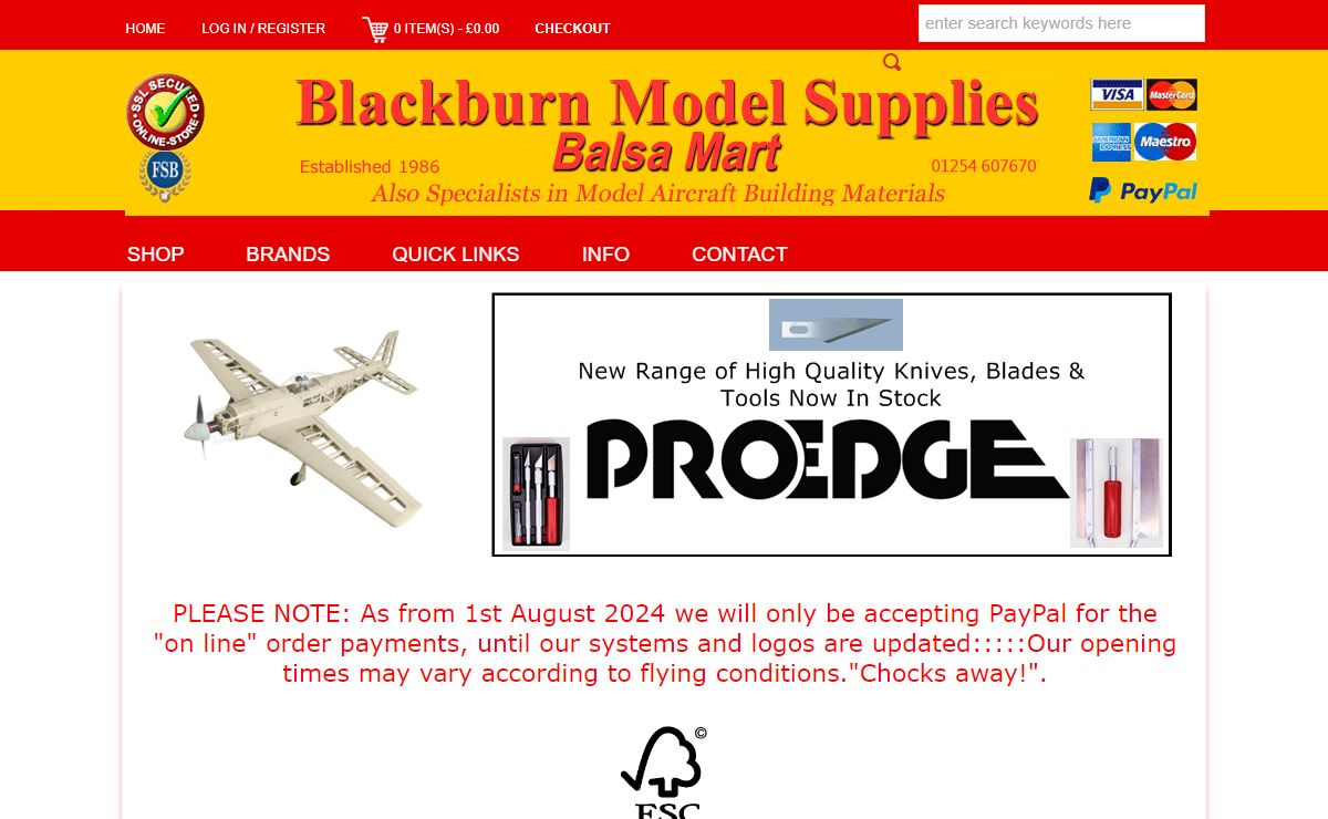 Blackburn Models incorporating Balsa Mart, Specialists in radio controlled model aircraft