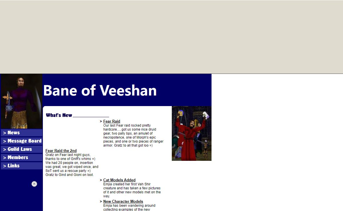 Bane of Veeshan Web Site