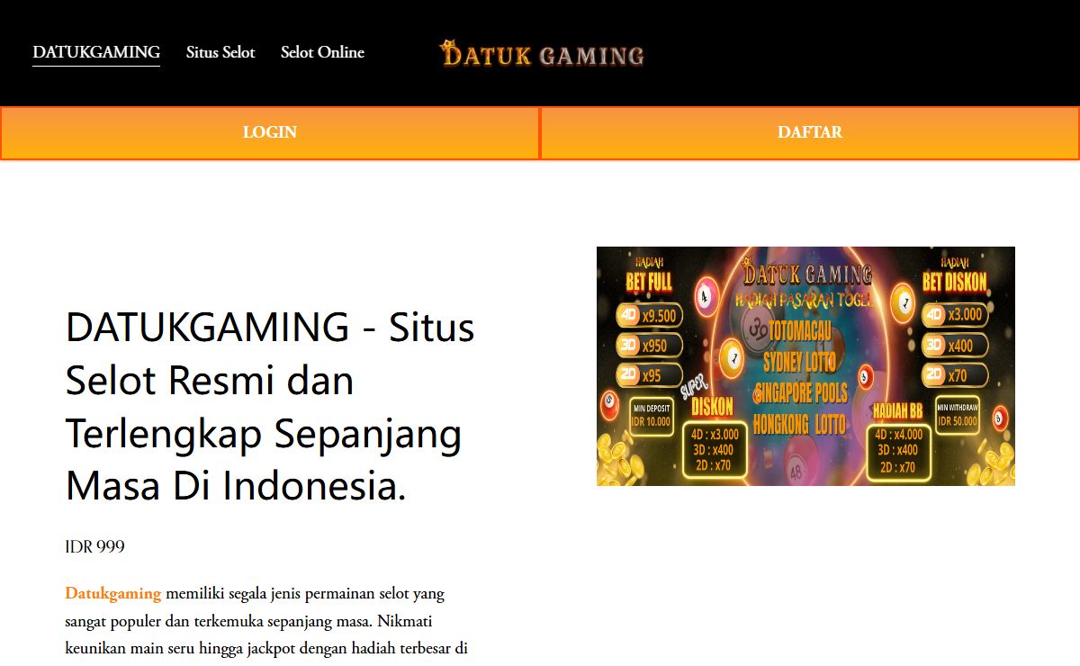DATUKGAMING - Situs Selot Resmi dan Terlengkap Sepanjang Masa Di Indonesia.