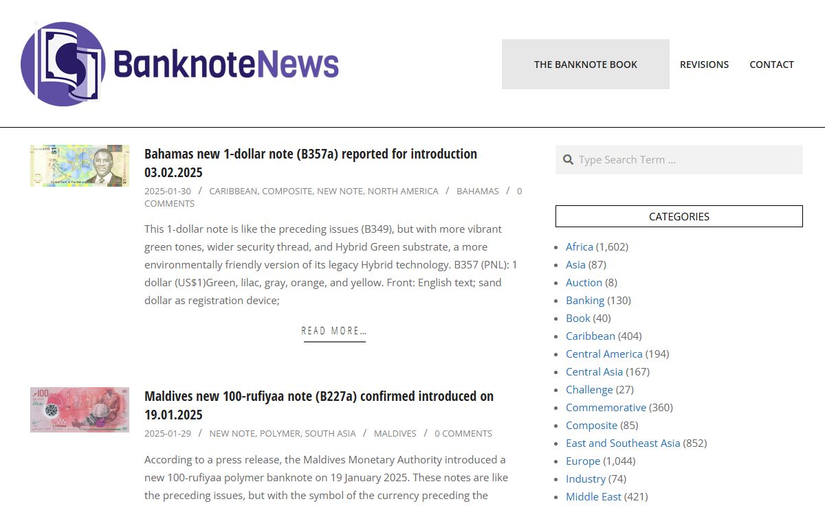 BanknoteNews – Breaking news about world paper money. Powered by The Banknote Book.
