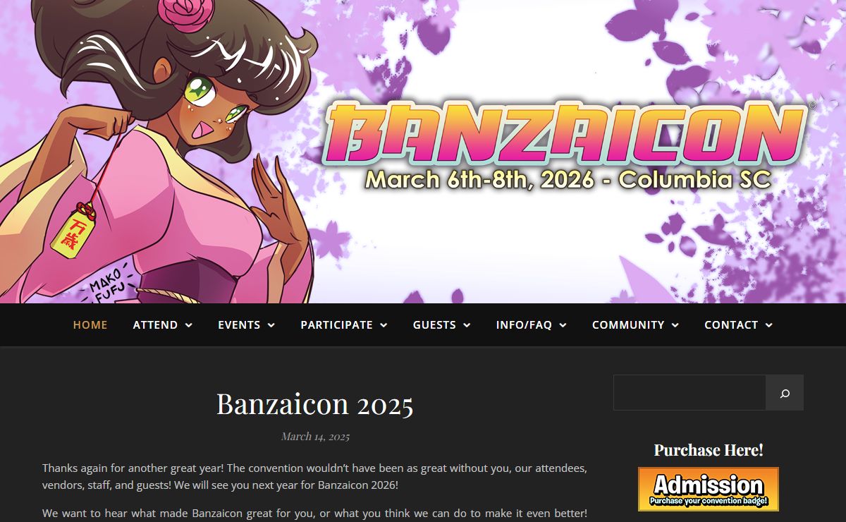 Banzaicon – March 6th-8th, 2026 – Columbia, SC