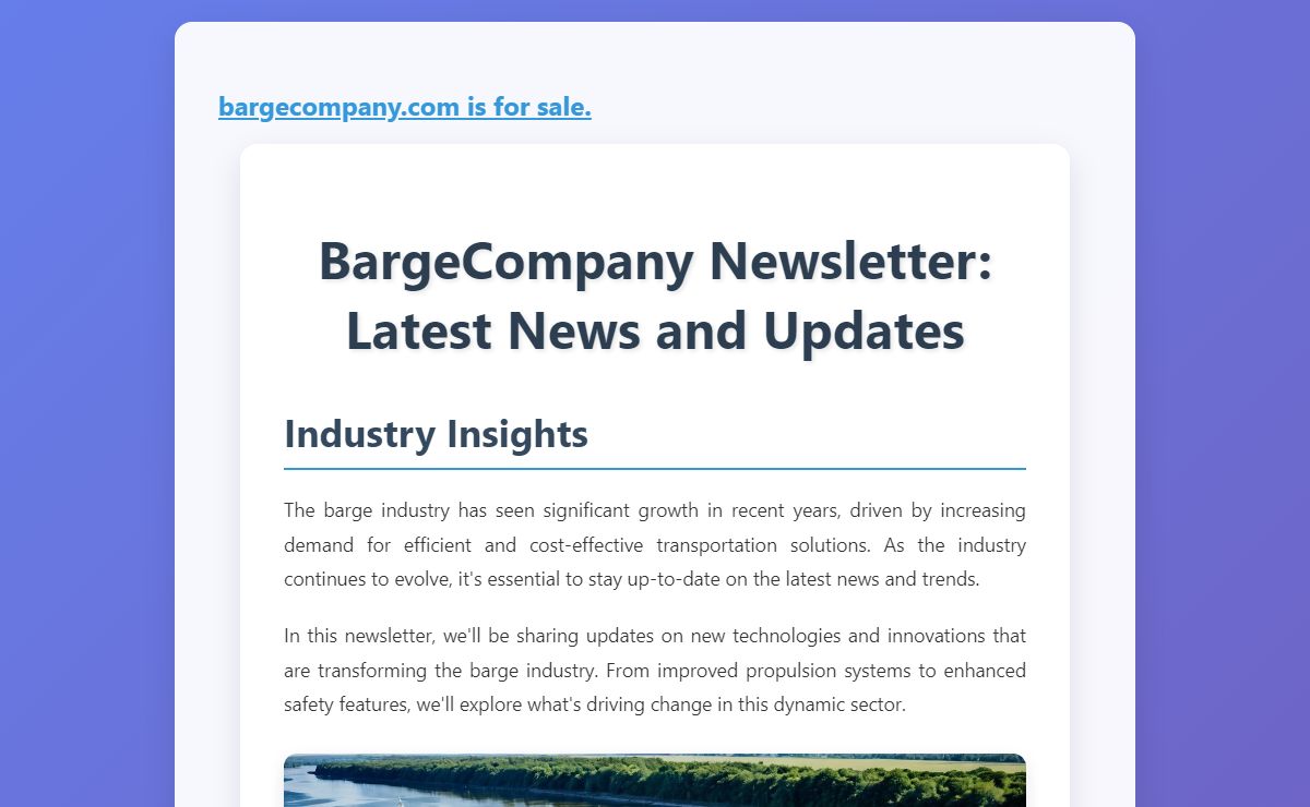BargeCompany Newsletter: Latest News and Updates