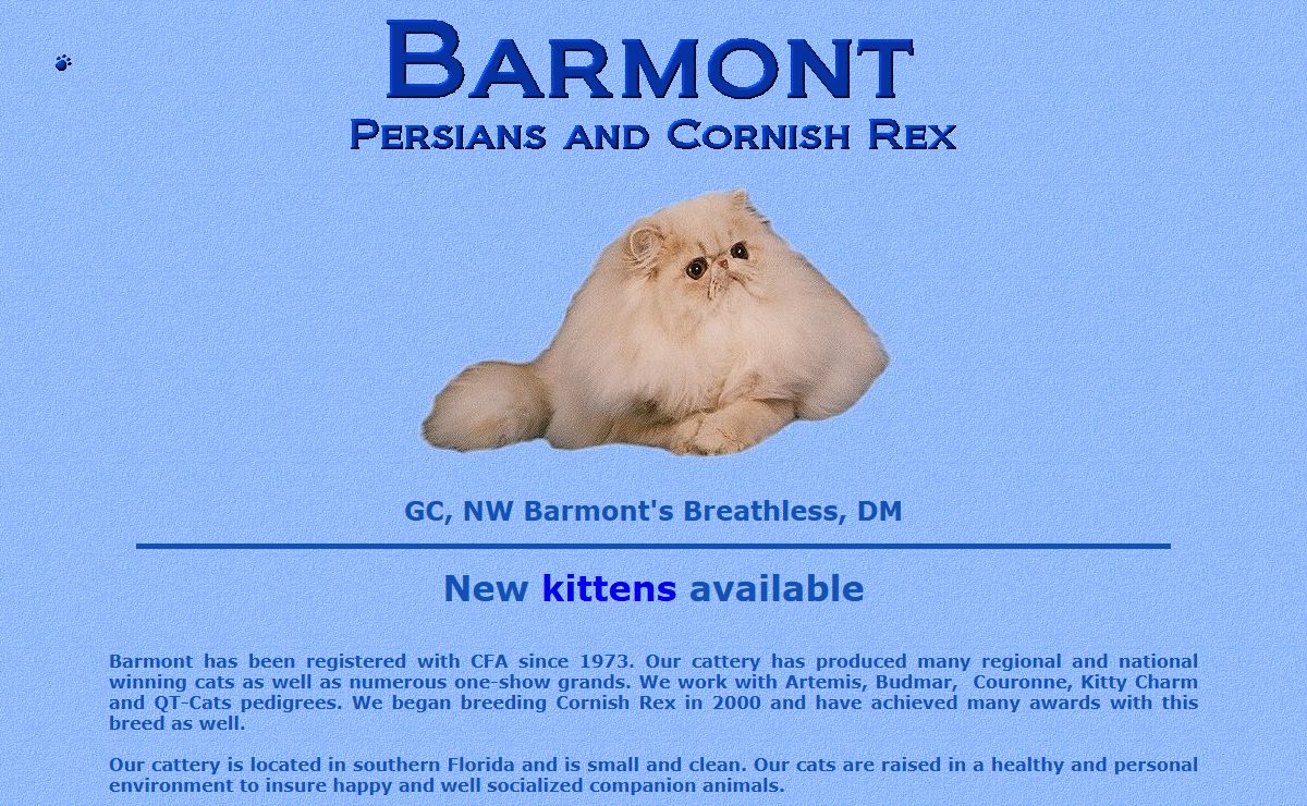 Barmont Persians and Cornish Rex - Home Page