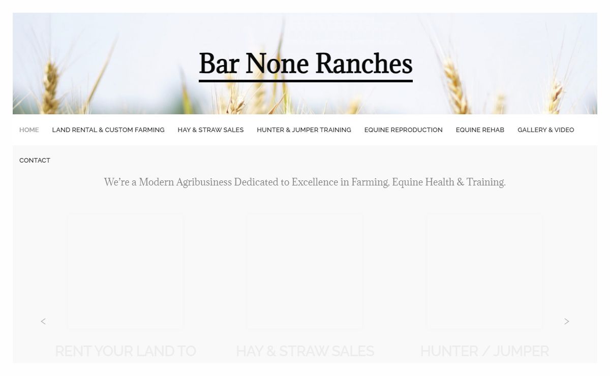 Bar None Ranches - Land Rental, Custom Farming, Training, Equine Care