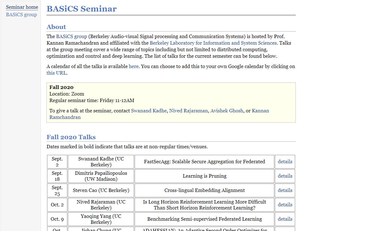 BASiCS Seminar
