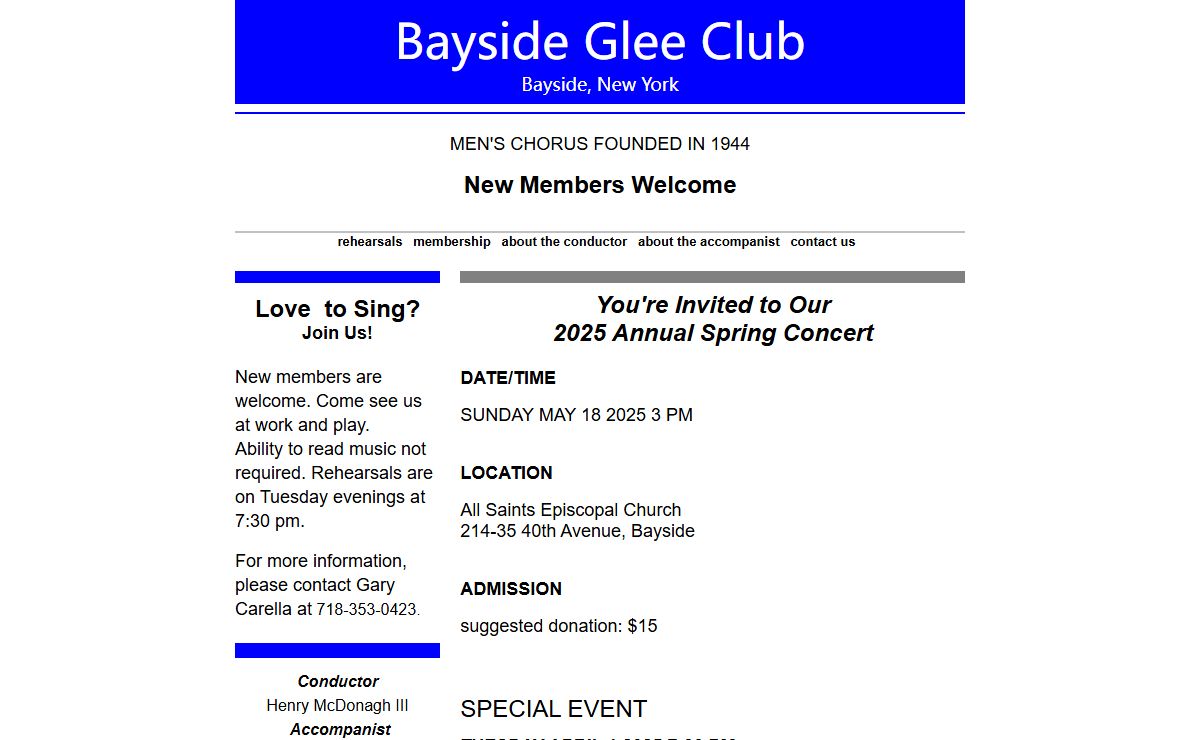 Bayside Glee Club Bayside, New York baysidegleeclub.org