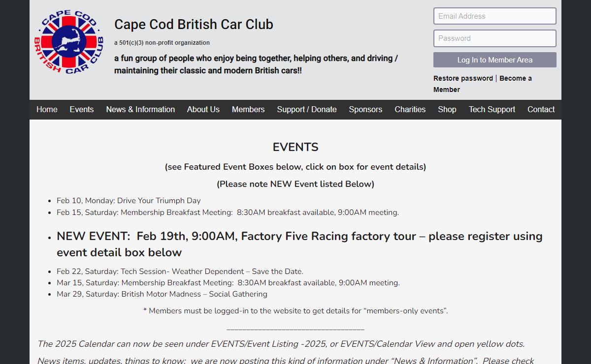 Cape Cod British Car Club – Official Member Website