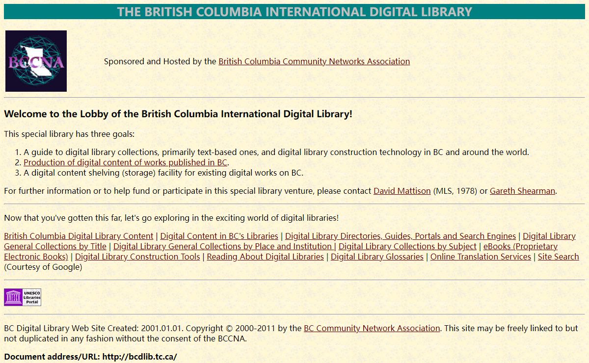 The British Columbia Digital Library Lobby: Welcome!