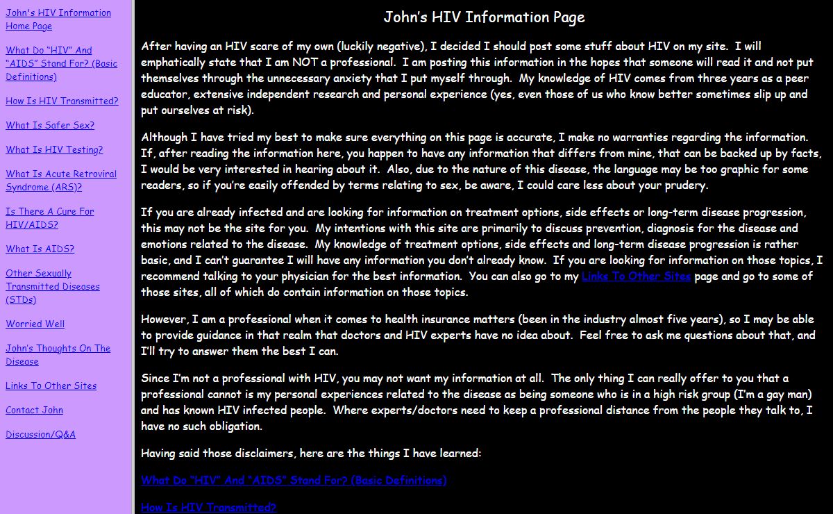 John's HIV Information Page