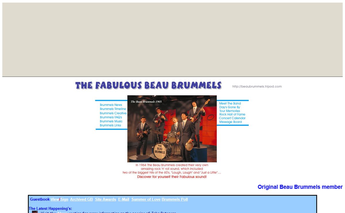 Welcome to The Fabulous Beau Brummels! site designed/created by: Cass 1999-2006