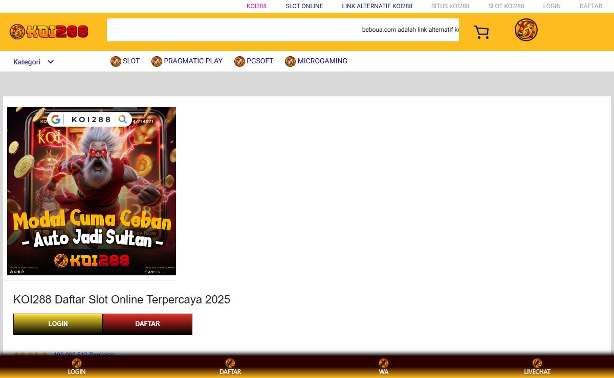 KOI288 Daftar Slot Online Terpercaya 2025